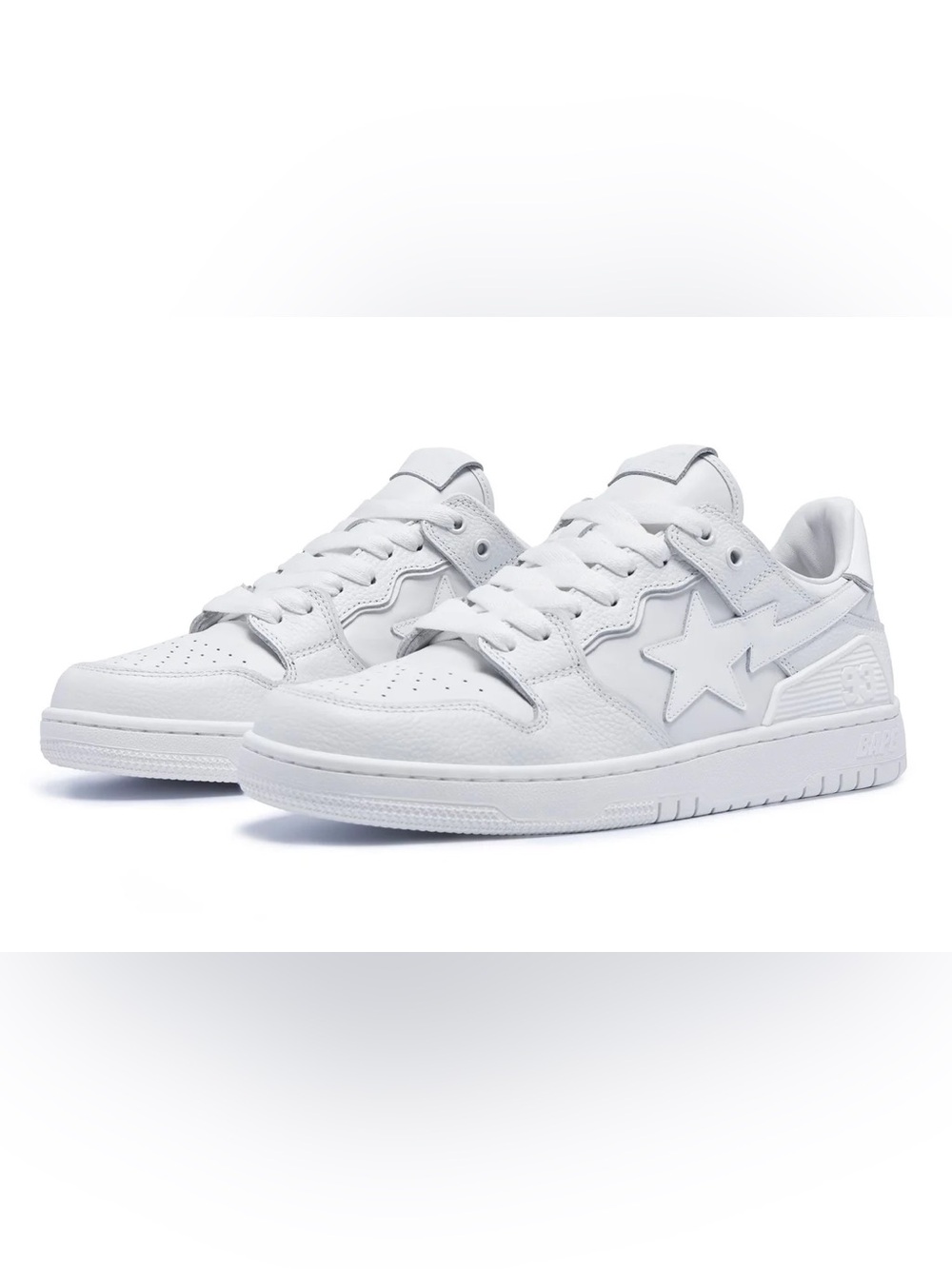 A Bathing Ape Sk8 Sta #3 M1 Triple White Sneakers 26.5cm Good